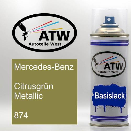 Mercedes-Benz, Citrusgrün Metallic, 874: 400ml Sprühdose, von ATW Autoteile West.